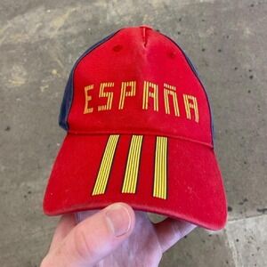 Red España Baseball Cap with Yellow Stripe Detail